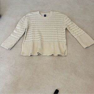 GAP Cream Textured Crew Neck Sweater